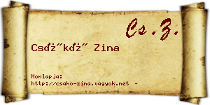 Csákó Zina névjegykártya